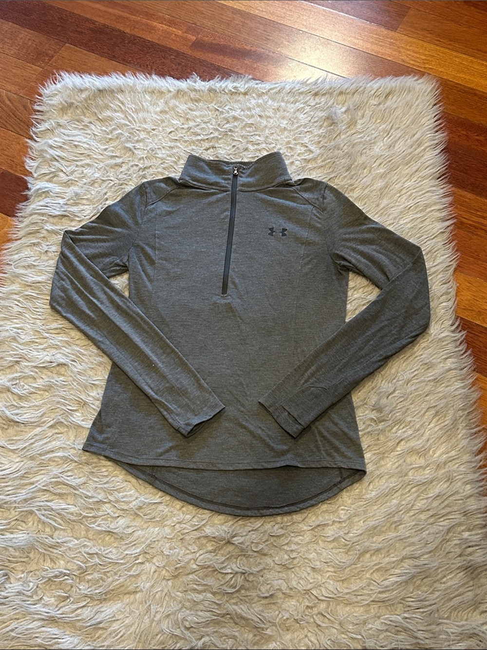 Under Armour Heatgear Women's Charcoal Heather Quarter-Zip Long Sleeve Top